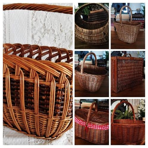 Diverse rieten manden boodschappenmand picknick bloemenmand, Antiek en Kunst, Curiosa en Brocante, Ophalen of Verzenden
