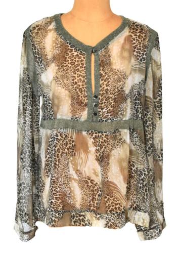 Repeat topje, blousetop, blouse, safari, Mt. L beschikbaar voor biedingen