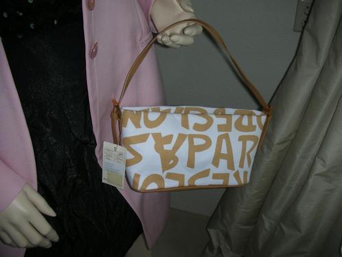 PRACHTIG HANDTASJE met allemaal letters PAUW beige/wit NIEUW, Sieraden, Tassen en Uiterlijk, Tassen | Schoudertassen, Nieuw, Overige merken