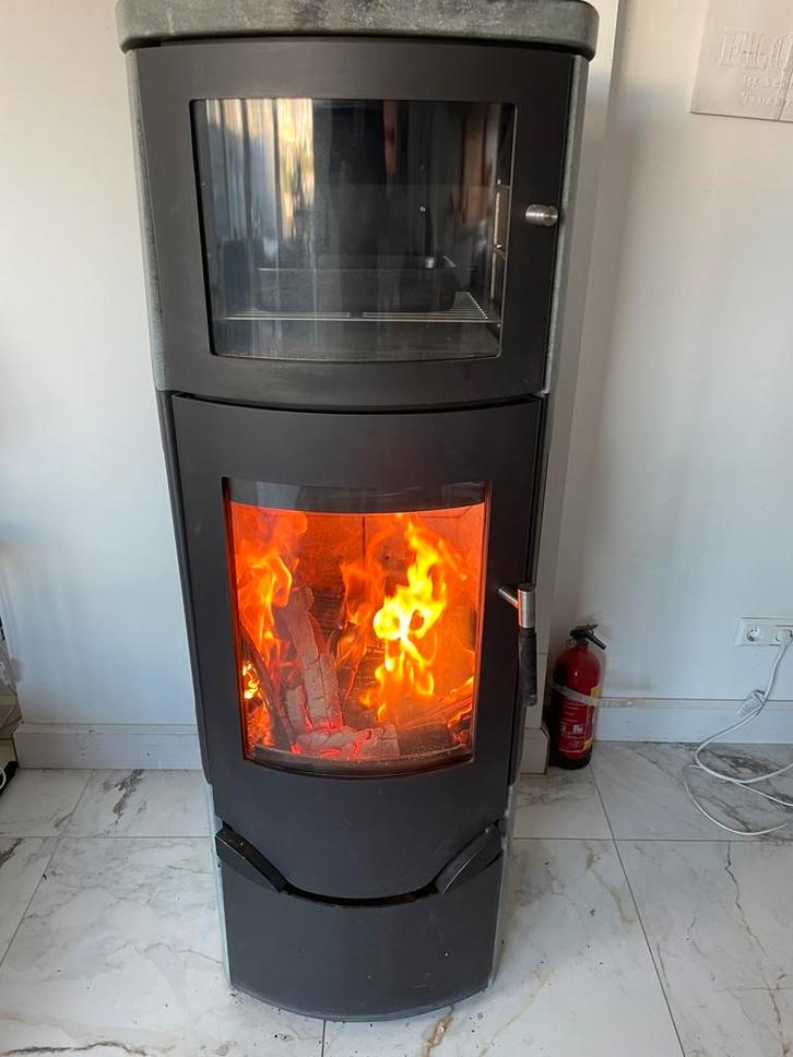 Openhaard Lotus Prio 7 met bakoven 150 hoog  45 diep, Huis en Inrichting, Kachels, Zo goed als nieuw, Houtkachel, Hout, Ophalen