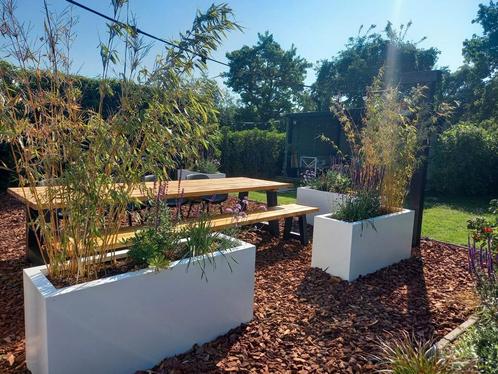 Micto plantenbakken in het wit, Tuin en Terras, Bloembakken en Plantenbakken, Nieuw, Metaal, Tuin, 30 tot 60 cm, 100 cm of meer