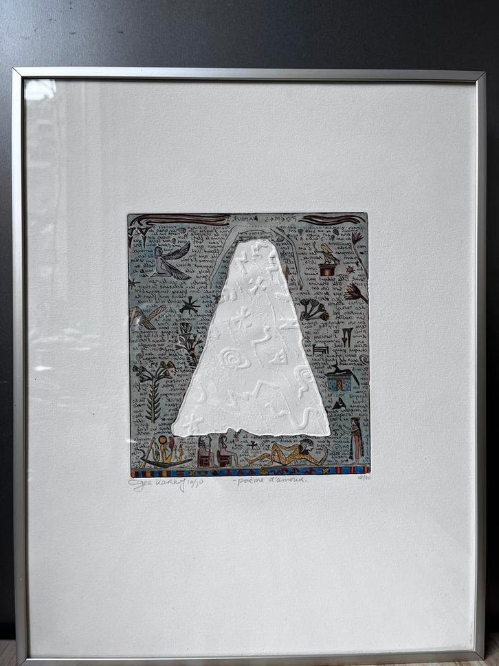Gea Karhof - Poème d’amour, Handgekleurde Ets, Antiek en Kunst, Kunst | Etsen en Gravures, Ophalen of Verzenden