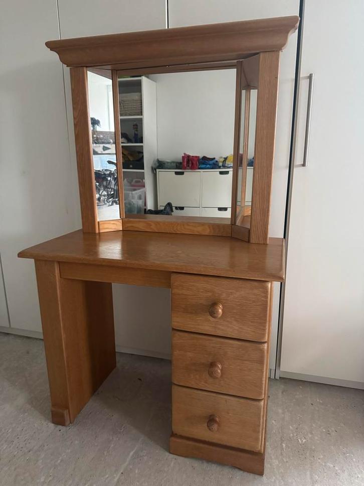 Antieke Kaptafel / Make-up Tafel met Spiegel, Huis en Inrichting, Tafels | Kaptafels, Gebruikt, Minder dan 100 cm, 50 tot 100 cm