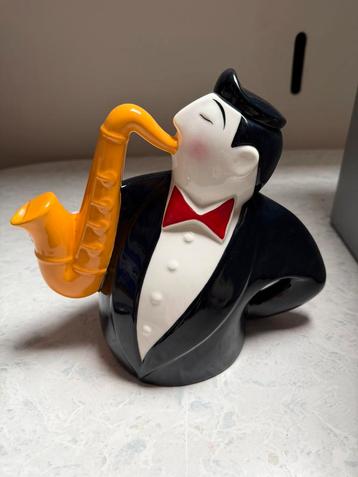 Vintage Clay Art Jazz Series 1990 Saxophone speler theepot beschikbaar voor biedingen