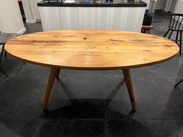 Ovale eiken eettafel, Huis en Inrichting, Tafels | Eettafels, Zo goed als nieuw, 100 tot 150 cm, 200 cm of meer, Vijf personen of meer