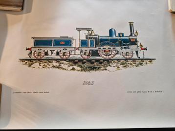 10 vintage locomotief print 1964 Bergamo Italië italy beschikbaar voor biedingen