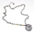 Kompas + Ovale Stalen Schakelketting Zilverkleur RVS - Dames, Birgitta-Gracht 33, 6465 EL Kerkrade, Nederland, Verzenden, Nieuw