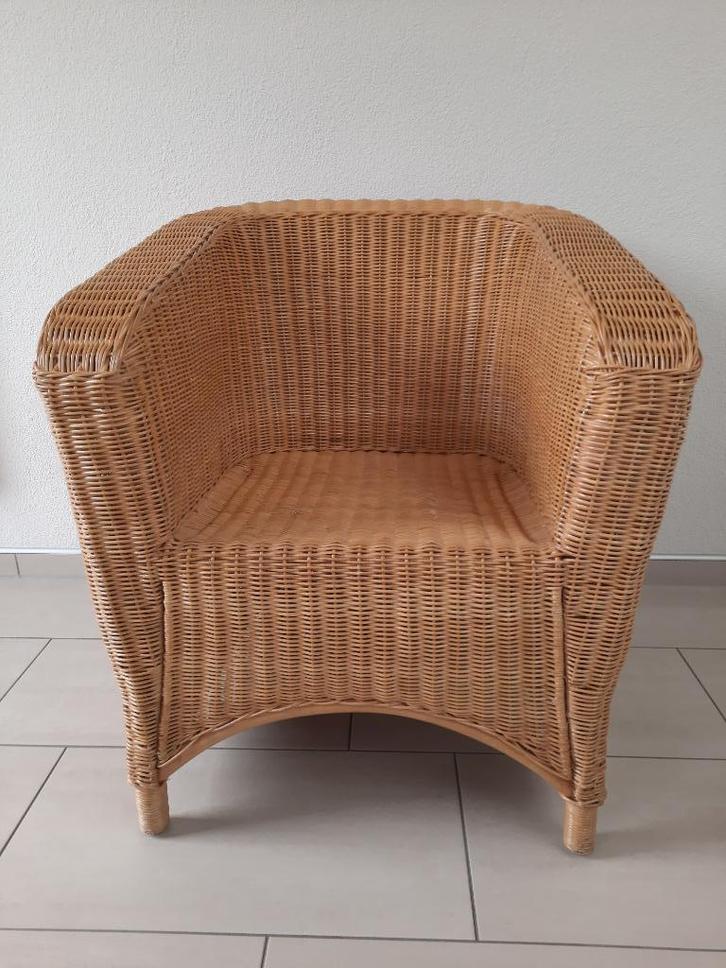 Degelijke Stoel fauteuil rotan incl. passende kussens * *, Huis en Inrichting, Fauteuils, Zo goed als nieuw, 50 tot 75 cm, Minder dan 75 cm