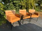 Cognac leren eetkamerstoelen - set van 6, Ophalen, Minder dan 75 cm, Leer, 50 tot 75 cm