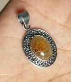 925 zilveren hanger met natuurlijke Gouden Rutiel steen, O.T., Geel, Nieuw, Ophalen of Verzenden