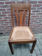 STOEL,Rotan,Riet,klassiek,bruin,gematte zitting,1950,hout, Ophalen of Verzenden, Gebruikt