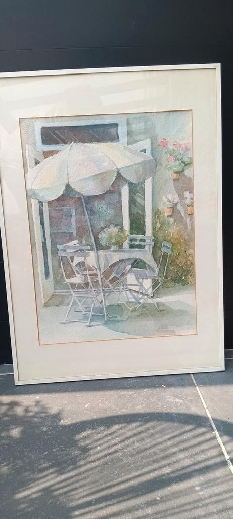 Aquarel van een ,,Tuingezicht,,, mooie kleurenpalet, Antiek en Kunst, Kunst | Overige Kunst, Ophalen of Verzenden