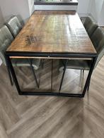 Eettafel + 4 stoelen, Huis en Inrichting, Complete eetkamers, Ophalen, Gebruikt, Industrieel, 4 tot 6 stoelen