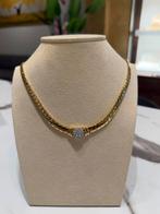 14k Gouden Collier met Diamant - 1.1 crt, Goudpunt, Ophalen of Verzenden, Met edelsteen, Goudpunt