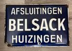 Emaille Bord Afsluitingen BELSACK Huizingen, Ophalen of Verzenden, Gebruikt, Reclamebord