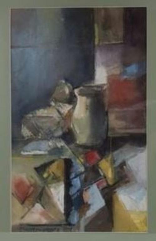 Kees Verwey(1900) Gouache " Stilleven met Kan Abstract " Ges, Antiek en Kunst, Kunst | Schilderijen | Modern, Ophalen of Verzenden