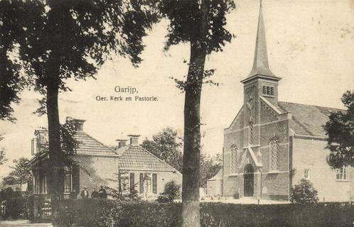 Garijp, Ger. Kerk en Pastorie. - 1909 gelopen, Verzamelen, Ansichtkaarten | Nederland, Gelopen, Utrecht, Voor 1920, Ophalen of Verzenden