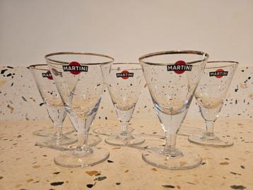 Vijf vintage martini glazen / cocktailglazen beschikbaar voor biedingen