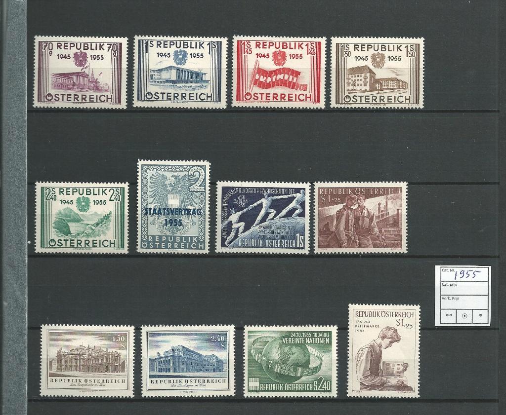 ≥ Oostenrijk jaargang 1955, helemaal kompleet en postfris. — Postzegels |  Europa | Oostenrijk — Marktplaats
