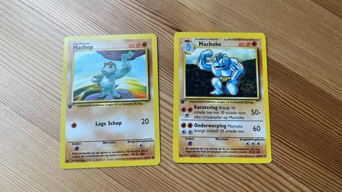 1st Edition Machop & Machoke (NL) - Base Set, Hobby en Vrije tijd, Verzamelkaartspellen | Pokémon, Zo goed als nieuw, Meerdere kaarten