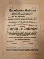 Flyer nsb Het nieuwe kabinet Mussert Geelkerken Amsterdam, Verzamelen, Militaria | Tweede Wereldoorlog, Ophalen of Verzenden