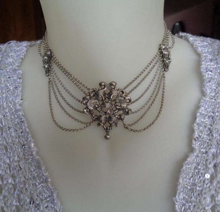 zilveren dames kostuum ketting [713], Sieraden, Tassen en Uiterlijk, Kettingen, Zo goed als nieuw, Zilver, Zilver, Met hanger