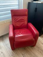 Leren fauteuil, met uitklapbare beenondersteuning., Huis en Inrichting, Fauteuils, Ophalen, Gebruikt, 50 tot 75 cm, Leer