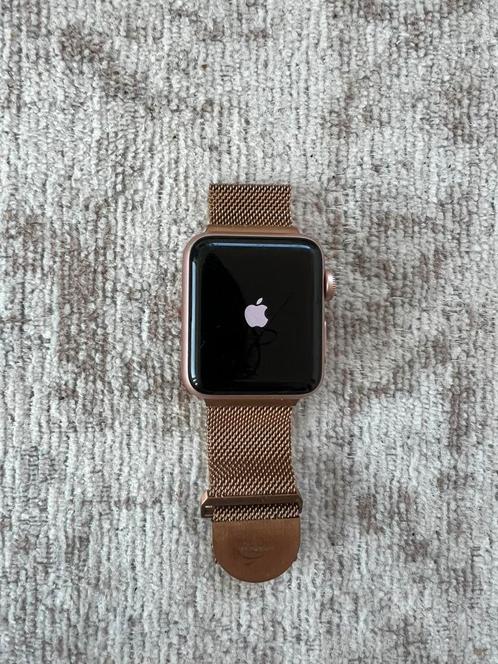 Apple Watch Series 3 38mm goudkleurig aluminium, Sieraden, Tassen en Uiterlijk, Smartwatches, Gebruikt, iOS, Roze, Verzenden