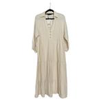 Zara | Lange jurk/maxi dress beige/creme van linnen | Maat M, Kleding | Dames, Nieuw, Beige, Ophalen of Verzenden