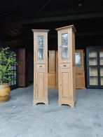 Twee smalle vitrinekasten / buffetkasten #1559, Huis en Inrichting, Minder dan 50 cm, 200 cm of meer, Ophalen of Verzenden, Zo goed als nieuw