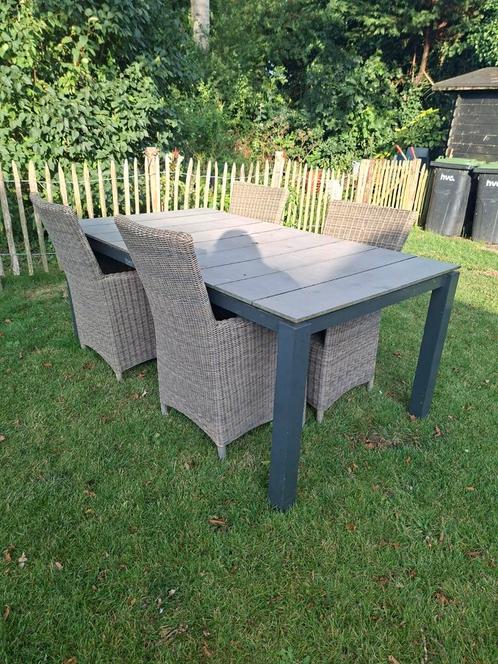 Tuinset, Tuin en Terras, Tuinsets en Loungesets, Gebruikt, Tuinset, Aluminium, 4 zitplaatsen, Eettafel, Ophalen
