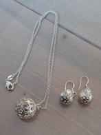 Zilveren ketting met bijpassende oorbellen nieuwstaat, Met hanger, Ophalen of Verzenden, Zo goed als nieuw, Zilver