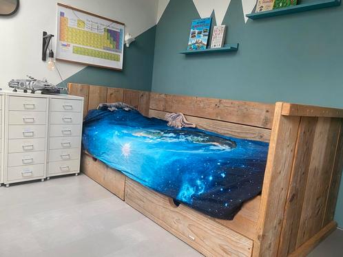 Bed steigerhout, Huis en Inrichting, Slaapkamer | Bedden, Gebruikt, Eenpersoons, 200 cm, Steigerhout, Ophalen
