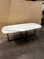 Deens ovale marmeren salontafel, Huis en Inrichting, Ophalen, Overige materialen, Gebruikt, 100 tot 150 cm