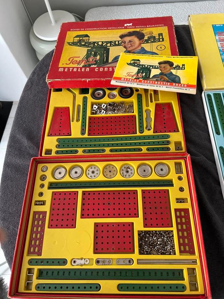 Set van 3 dozen Temsi constructie speelgoed meccano, Antiek en Kunst, Antiek | Speelgoed, Ophalen