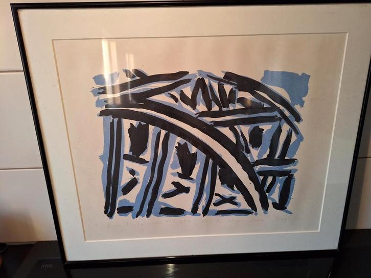 Frank Hutchison litho brug, Antiek en Kunst, Kunst | Schilderijen | Abstract, Ophalen of Verzenden