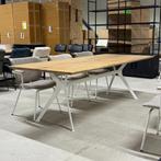 tafels massief eiken tafel bodilson nieuw wit frame, Ophalen, Eikenhout, 50 tot 100 cm, Vijf personen of meer