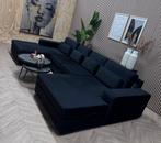 ZGAN Velvet Velours U-Bank / Hoekbank - Zwart - 378cm, Huis en Inrichting, Ophalen, Velvet velours grote u bank hoekbank loungebank hotel chique