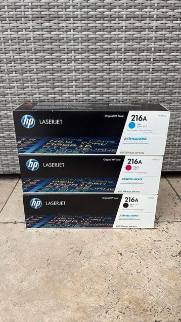 Set van HP 216A Toners Zwart, Cyaan & Magenta Ongeopend beschikbaar voor biedingen
