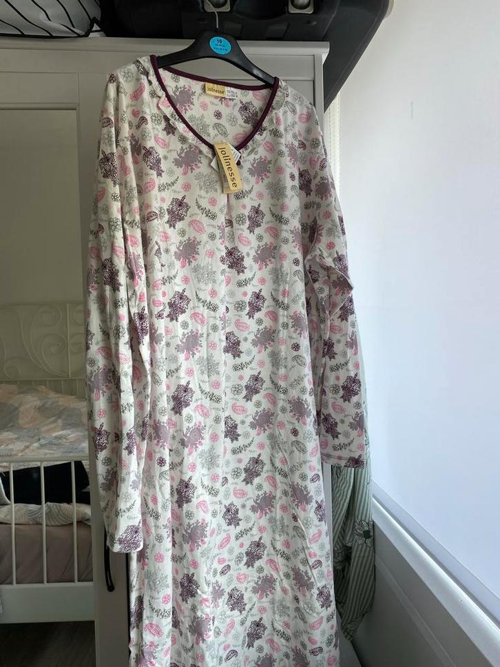 Jolinesse Nachthemd - Bloemenprint, Kleding | Dames, Ondergoed en Lingerie, Nachtkleding, Wit, Ophalen of Verzenden