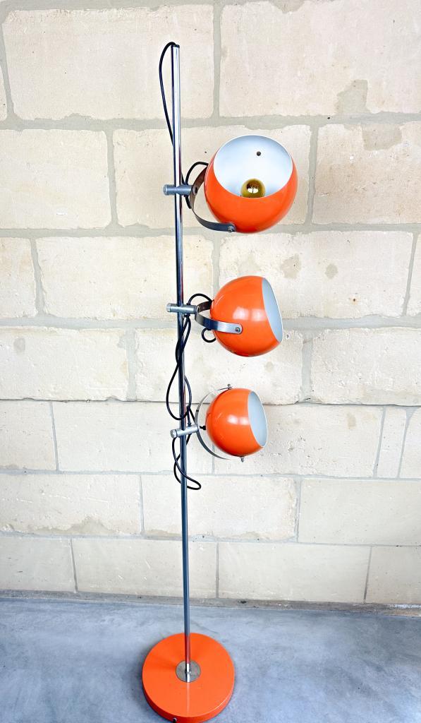 Vintage oranje vloerlamp, Huis en Inrichting, Lampen | Vloerlampen, Gebruikt, 150 tot 200 cm, Metaal, Ophalen