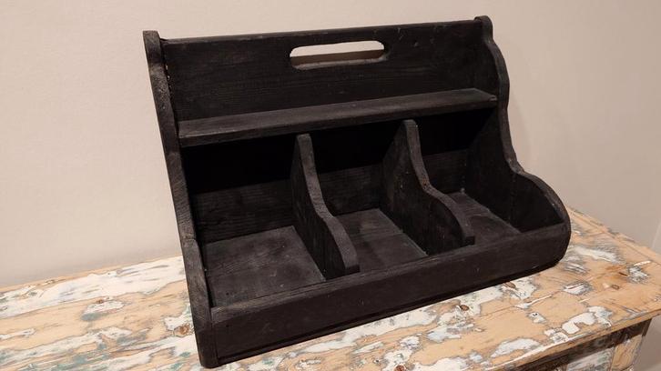 Brocante Gruttenbak zwart met 3 Vakken, Huis en Inrichting, Woonaccessoires | Kapstokken, Gebruikt, Overige typen, Minder dan 100 cm