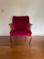 Rode Velours Fauteuil in Goede Staat, Huis en Inrichting, Fauteuils, Ophalen, Gebruikt, Minder dan 75 cm, Stof