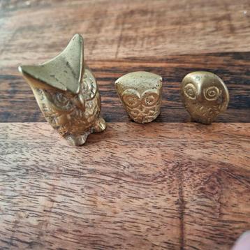Massief Koperen Uiltjes - Set van 3 beschikbaar voor biedingen