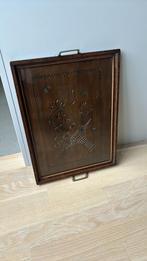 Dienblad met houtsnijwerk en glasplaat VINTAGE, Ophalen of Verzenden