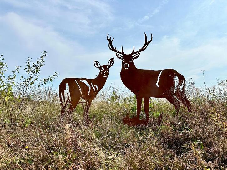 Prachtig cortenstalen  Hert & Hinde, Tuin en Terras, Tuinbeelden, Nieuw, Dierenbeeld, Metaal, Ophalen of Verzenden