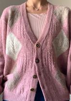 Vest wol alpaca roze taupe wit M/L, Maat 42/44 (L), Vintage, Ophalen of Verzenden, Roze