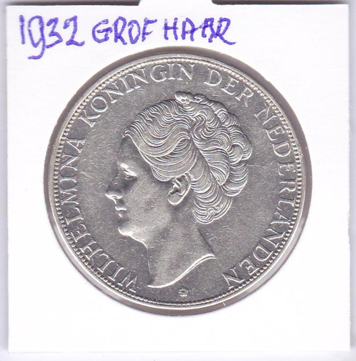 Schaarse rijksdaalder 1932 GROF HAAR voor 120 euro, Postzegels en Munten, Munten | Nederland, Losse munt, 2½ gulden, Zilver, Ophalen of Verzenden
