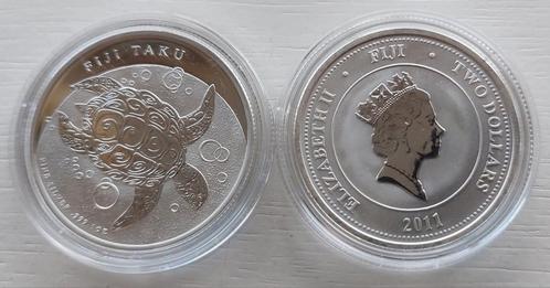 Zilveren 1 oz Fiji Tacu turtle 2011., Postzegels en Munten, Munten | Oceanië, Losse munt, Zilver, Ophalen of Verzenden