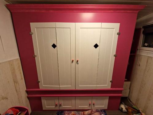 Mooie bedstee bed meisjeskamer, met kast, Huis en Inrichting, Slaapkamer | Bedden, Gebruikt, Tweepersoons, 200 cm, Hout, Ophalen